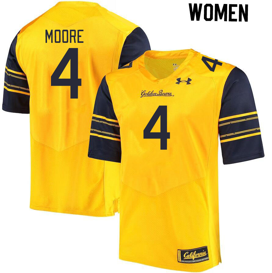 Women #4 Kaylin Moore California Golden Bears College Football Jerseys Stitched Sale-Gold - Click Image to Close